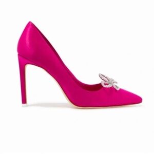 BLACK SUEDE STUDIO Tre 100 Crystal-Embellished Satin Pumps Size 7